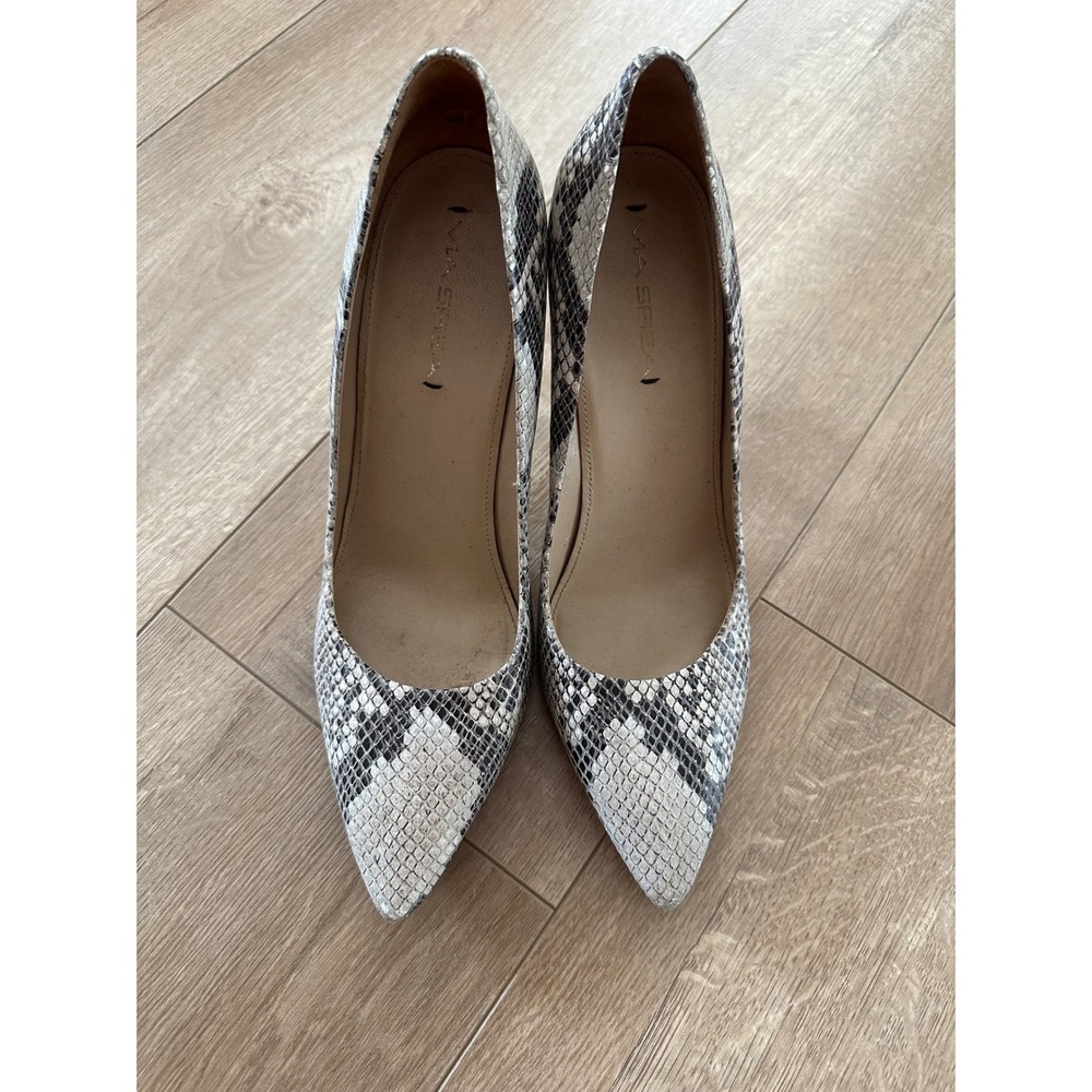 Via Spiga Womens Snakeskin Embossed Leather Pointed Toe Stiletto Pumps Size 9.5M